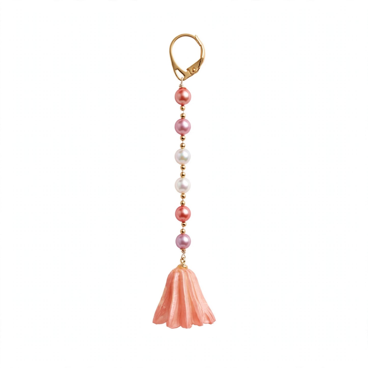 Mono Orecchino Perle Multicolor Argento 925 Pendente Fiore Naturale Essiccato