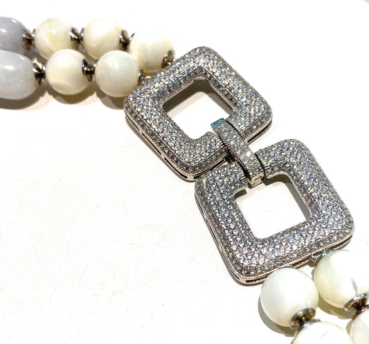 Collana diWa Jewels Madreperla Opale Rosa e Giada Berillo Morganite in Argento Sterling Pezzo unico