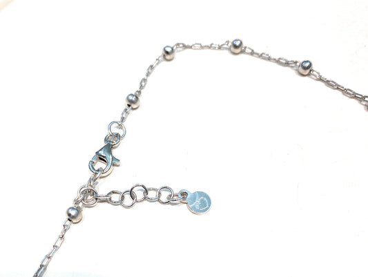 Collarino Rosario in Argento Sterling con Zirconi e Perla di Maiorca – diWa Jewels ciondolo Zircone tipo Zaffiro Blu
