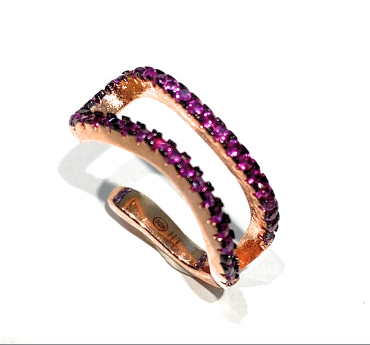Mono Orecchino Ear Cuff Argento Sterling 925 con Zirconi Colorati