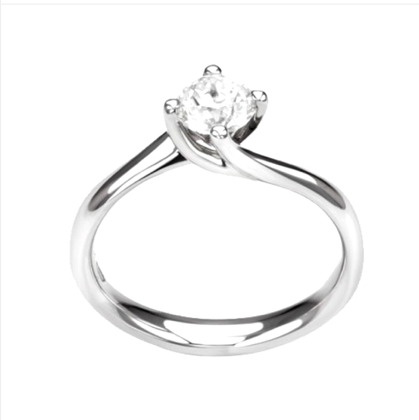 Anello solitario modello "Valentine"oro bianco 18 kt e diamante