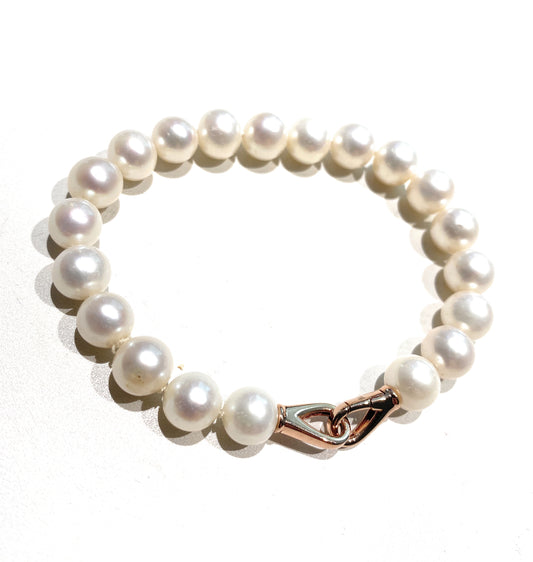 Bracciale perle fresh water top quality chiusura argento sterling rosé