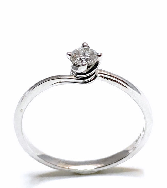 Anello solitario diamante naturale taglio rotondo ct 0,17 Made in Italy