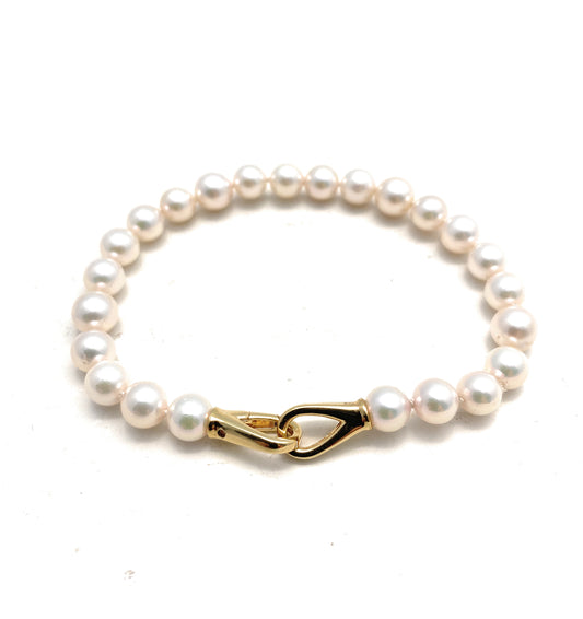 Bracciale perle mare Akoya mm 6-6,5 con chiusura preziosa