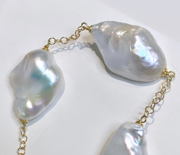 Collana con perle barocche e argento sterling