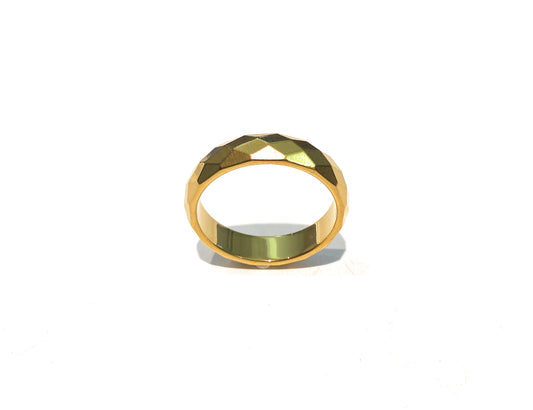 Anello fedina ematite sfaccettata galvanica bronzo