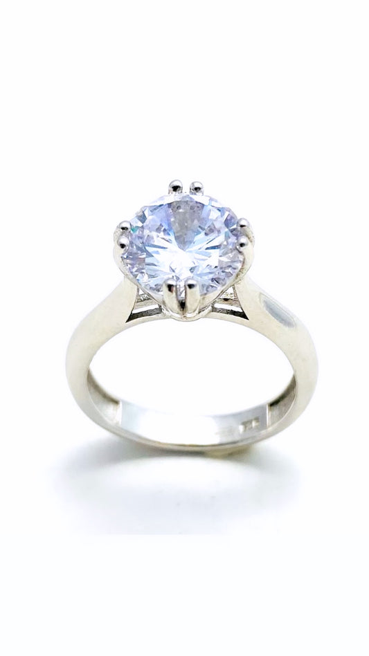 Anello solitario argento sterling zircone mm 8