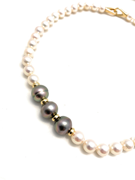 Collana diWa Jewels Perle di Mare Akoya e Perle Tahiti distanziatori Oro 18 kt