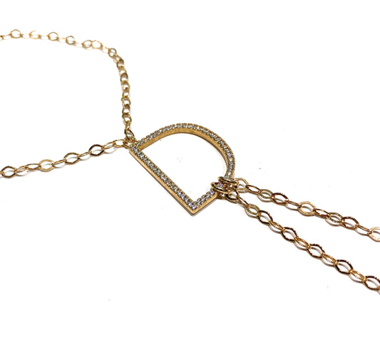 Bracciale diWa Jewels “Baciamano" in argento sterling e zirconi con iniziale D placcato oro giallo regolabile
