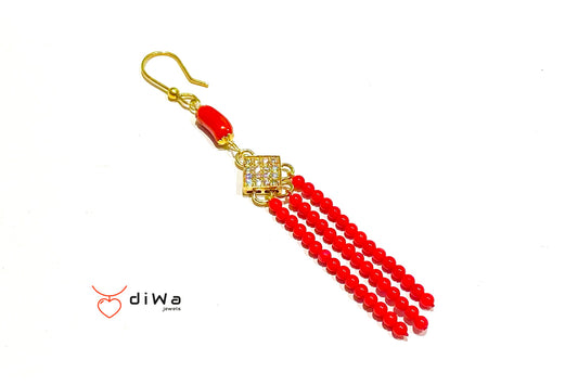 Mono orecchino argento sterling 925 corallo rosso