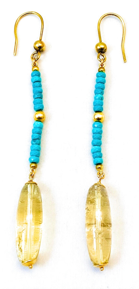 Orecchini con turchese e gocce in argento sterling
