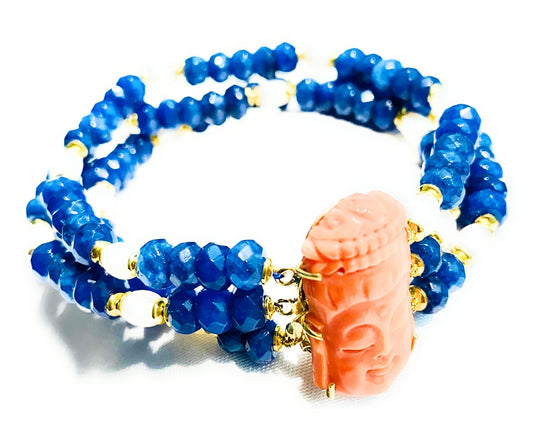 Bracciale diWa Jewels con corallo e oro giallo 18 kt giada zaffiro rondelle e perle fresh water