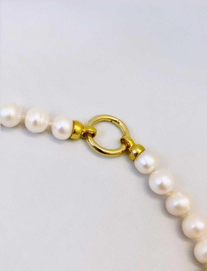 Collana perle fresh water barocche e agata verde in argento sterling 925 placcato oro giallo
