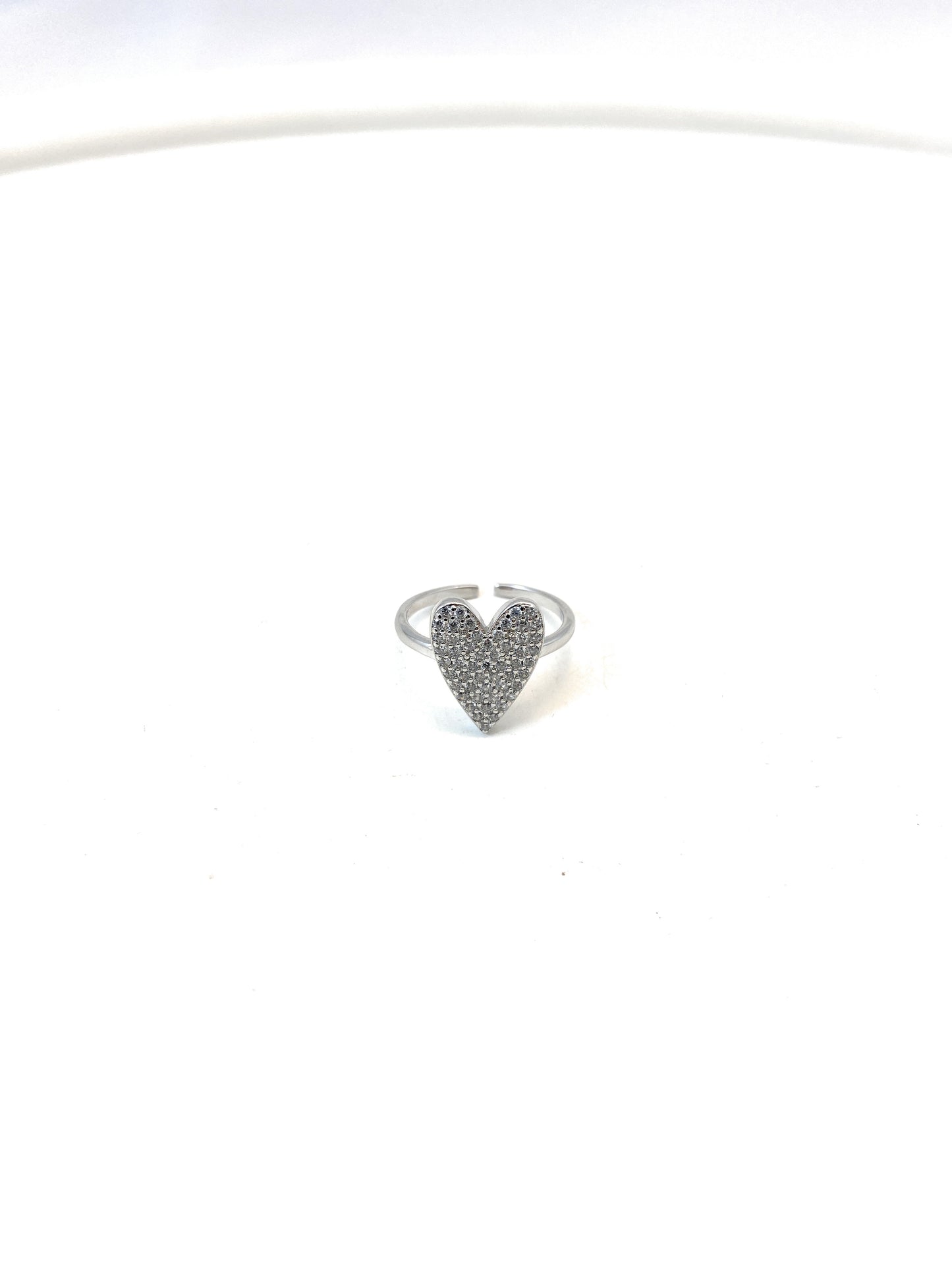 Anello “cuore” pavé zirconi argento rodio bianco