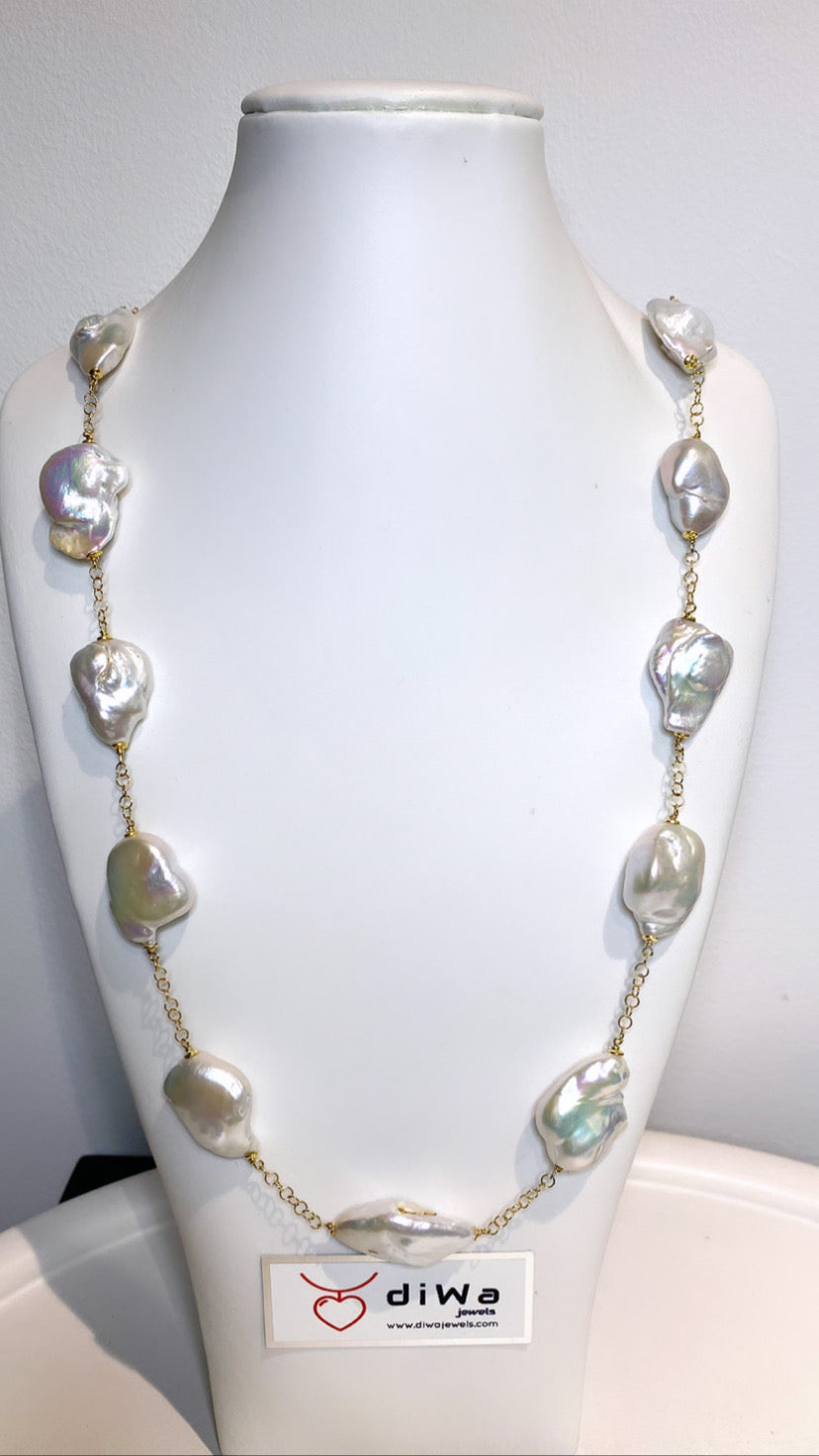 Collana con perle barocche e argento sterling