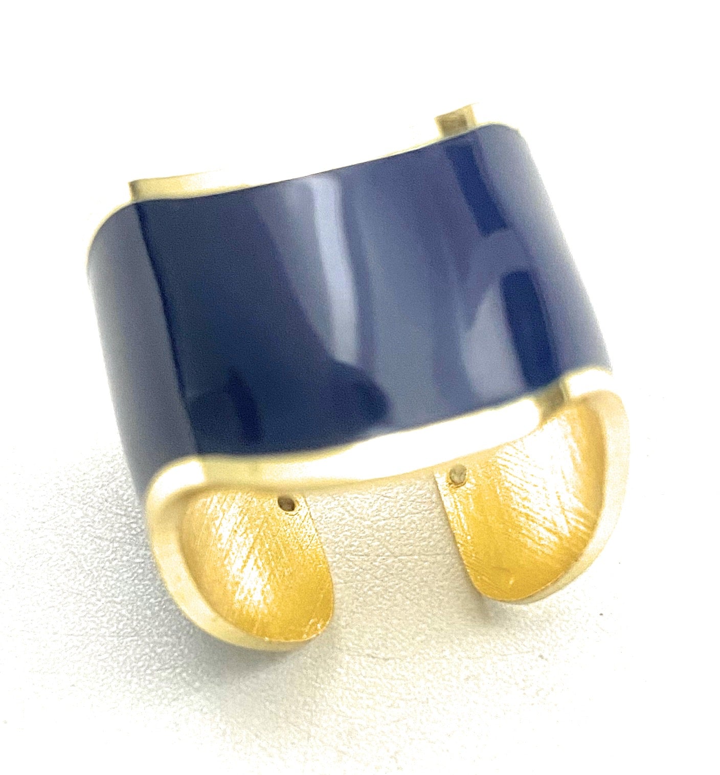 Anello fascia smalto blu galvanica gialla