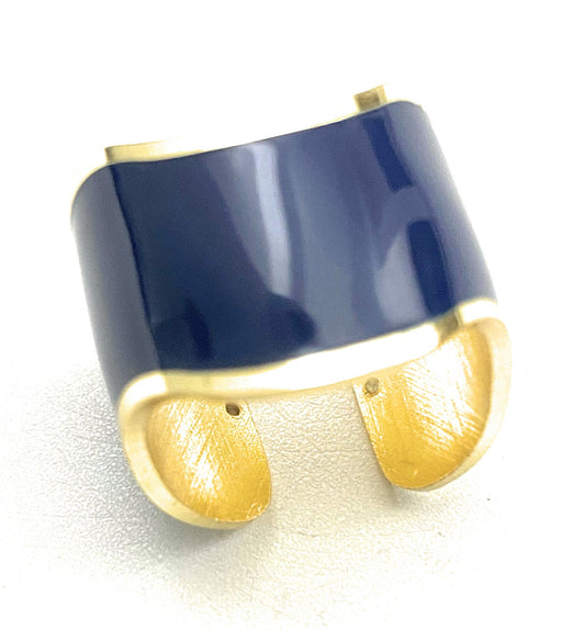 Anello fascia smalto blu galvanica gialla
