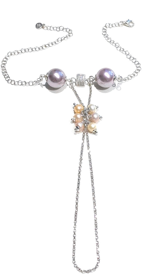 Bracciale “Baciamano” perle e argento sterling rodio bianco personalizzato
