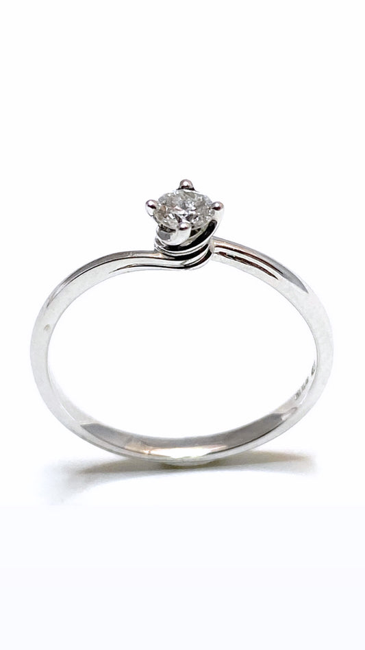 Anello solitario diamante naturale taglio rotondo ct 0,17 Made in Italy