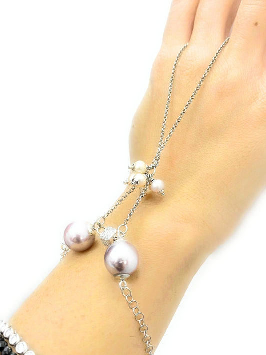 Bracciale “Baciamano” diWa Jewels Perle e Argento Sterling Rodio Bianco Personalizzato