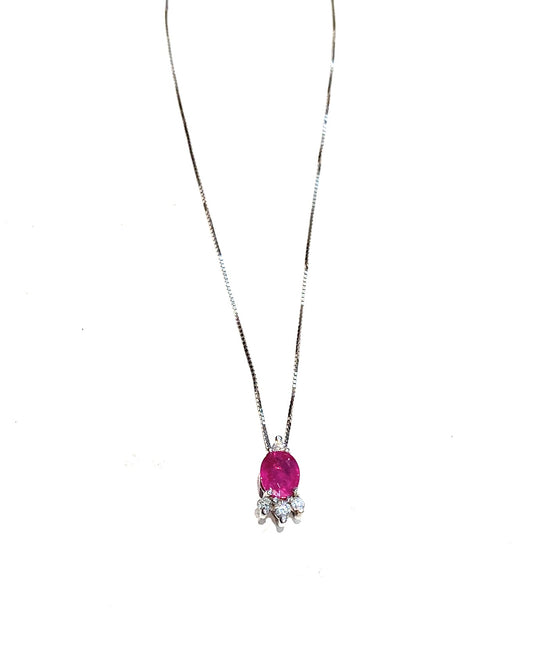 Collarino in oro bianco 18 kt rubino e diamanti