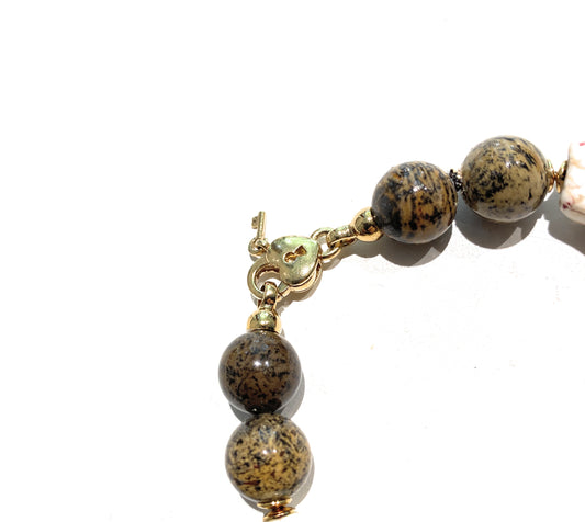 Bracciale charms diaspro artic e howlite a sasso in argento sterling