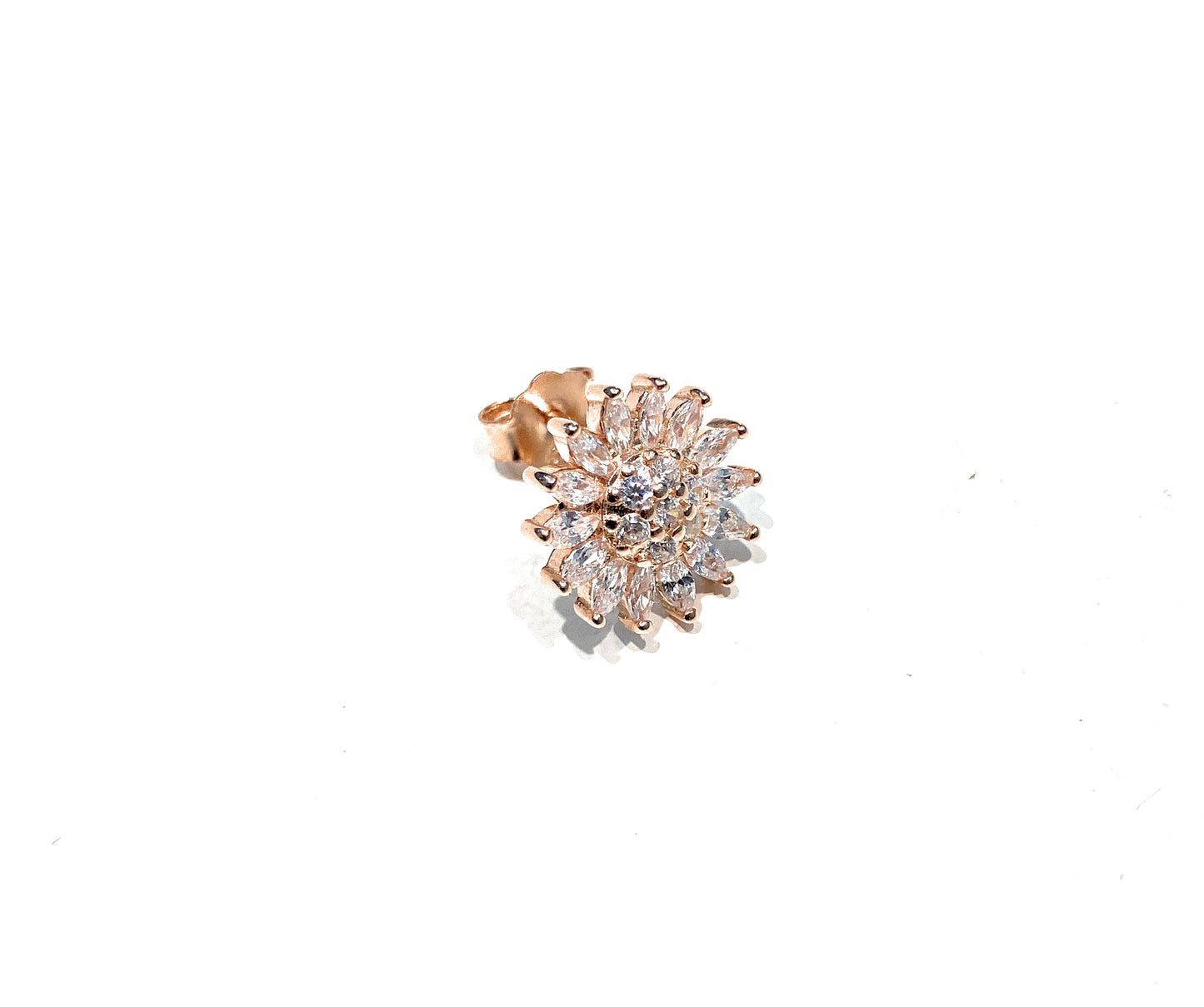 Mono orecchino punto luce “sole” con zirconi argento sterling  rosé