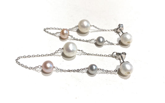 Orecchini diWa Jewels pendenti perle multicolor argento rodiato farfallina maglia forzatina retro lobo