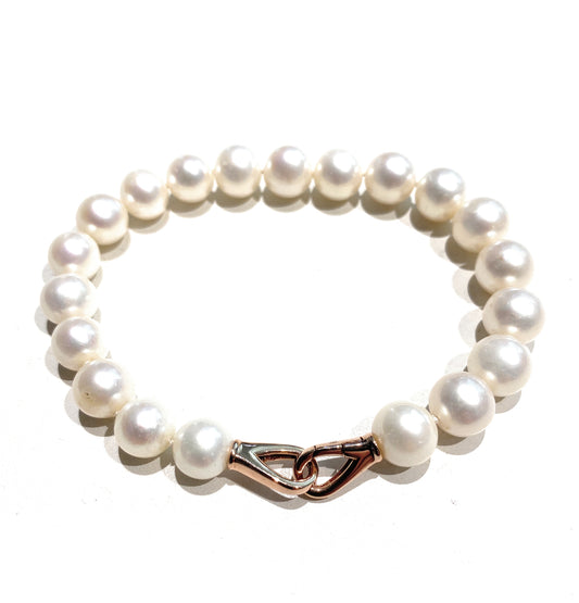 Bracciale perle fresh water top quality chiusura argento sterling rosé