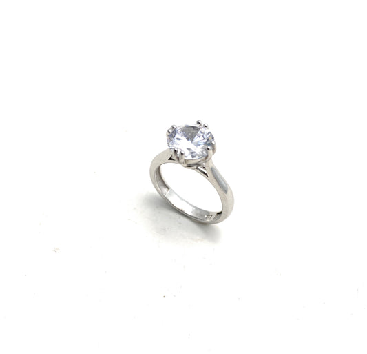 Anello solitario argento sterling zircone mm 8