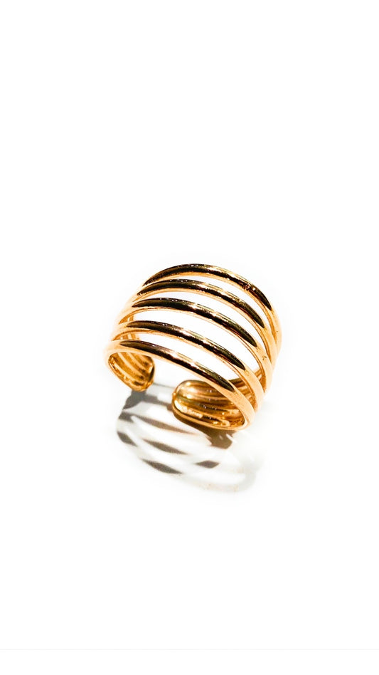 Anello a Fascia 5 File Degradé in Argento 925 – Galvanica Rosé, Regolabile, Made in Italy