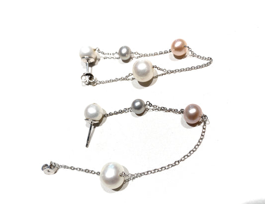 Orecchini diWa Jewels pendenti perle multicolor argento rodiato farfallina maglia forzatina retro lobo